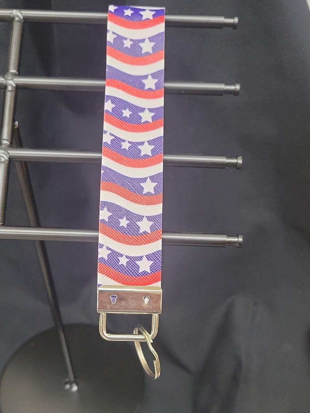Patriotic Red, White & Blue Keychain Wristlet